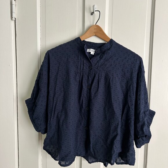 Emerson Fry Mandarin Collar Top - Maritime Dots, OS. EUC - Picture 2 of 7